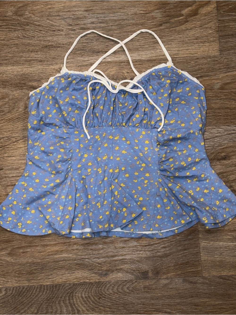 Free People Blue Floral Tie-Front Camisole
